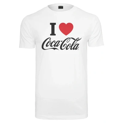 Image of Merchcode COCA COLA I LOVE COKE Print Tshirt, Men&#039;s, Size: Medium, White