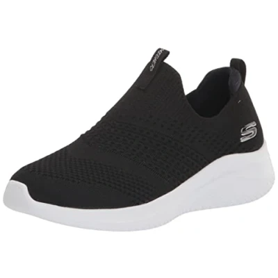 Image of Skechers Women&#039;s Ultra Flex 3.0 Big Plan Trainers, Black White Bkw, 3.5 UK