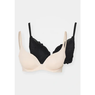 Image of Dorina Angie 2 PACK Pushup bra, Women&#039;s, Size: 38DD, Black/beige