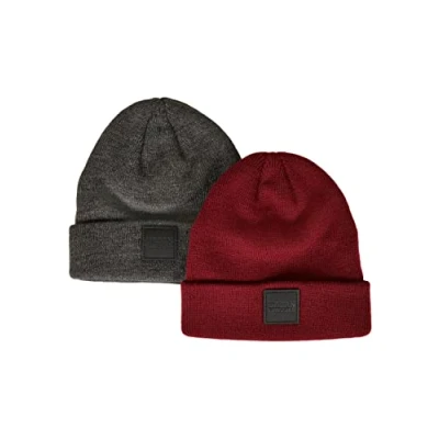 Image of Urban Classics 2PACK Beanie, Men&#039;s, Size: 5 6y, Charcoal burgundy