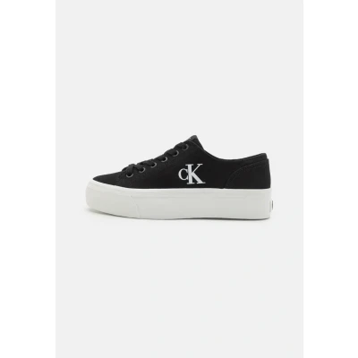 Image of Calvin Klein Jeans Flatform Trainers, Women&#039;s, Size: 4, Black/bright white Textile