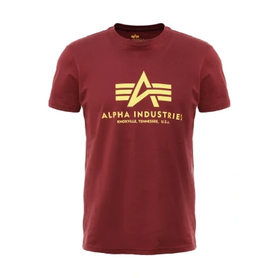 Image of Alpha Industries Print Tshirt, Men&#039;s, Size: Medium, Burgundy