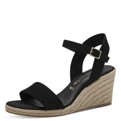 Image of Tamaris Women&#039;s 1 28300 42 Wedge Sandal, Black, 6.5 UK