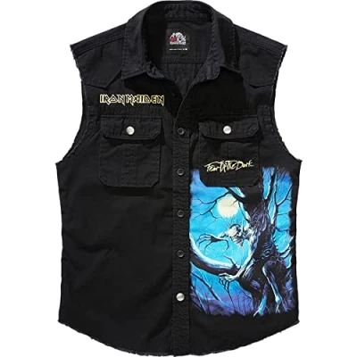 Image of Brandit IRON Maiden Vintage Sleeveless FOTD Waistcoat, Men&#039;s, Size: XXL, Black
