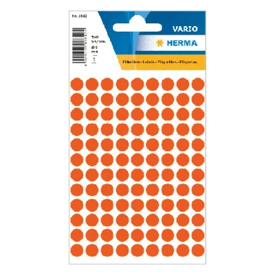 Image of HERMA 1842 Self Adhesive Coloured Dot Stickers Red, 540 Labels, Ø 8mm, 108 Labels per Sheet, Round Colour Stickers, Blank Marking Dots, Sticky Circle for Color Coding Calendar