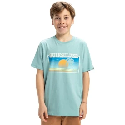 Image of Quiksilver SUN Faded Unisex Print Tshirt for kids, Size: 14y, Aquifer