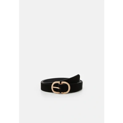 Image of Pieces Women&#039;s Pcjuva Suede Jeans Belt Noos, Black Detail:w Brushed Gold Buckle, 75