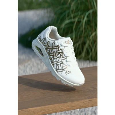 Image of Skechers Women&#039;s Uno Golden Heart Sneaker, White, 4.5 UK