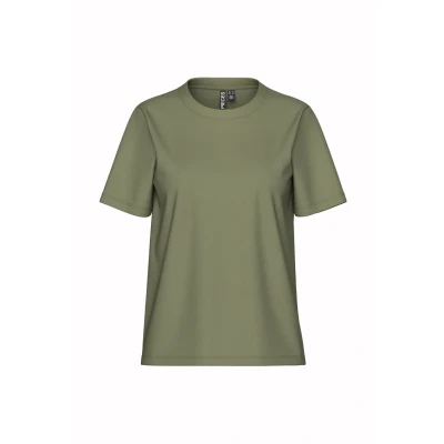 Image of Pieces Pcria Solid TEE Basic Tshirt, Women&#039;s, Size: Small, Deep lichen green