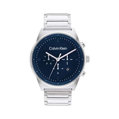 Image of Calvin Klein Timeless Chronograph watch, Men&#039;s, Size: One Size, Silber/blau