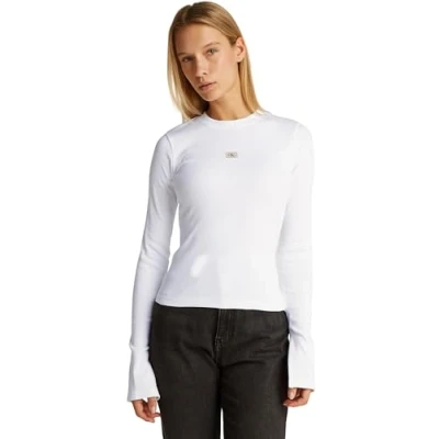 Image of Calvin Klein Jeans Label Long sleeved top, Women&#039;s, Size: XS, Bright white