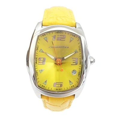 Image of Chronotech Womens Analogue Quartz Watch with Leather Strap CT7504L 05, Yellow, Large,