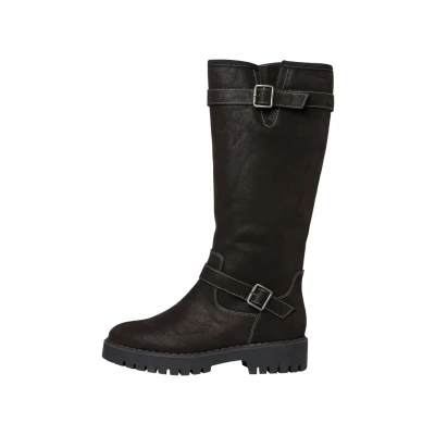 Image of s.Oliver Damen Hohe Stiefel ohne Absatz Kniehoch Blockabsatz Vegan Schwarz (Black), 38