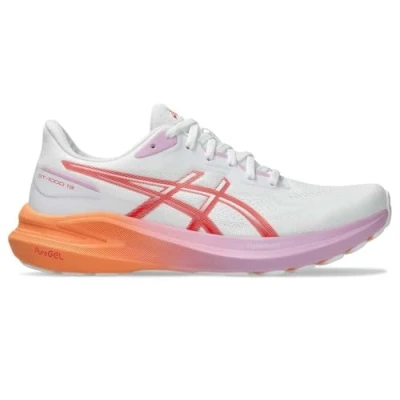 Image of Asics GT1000 13 Road running shoes, Women&#039;s, Size: 9.5, White/coral reef Textile/synthetics