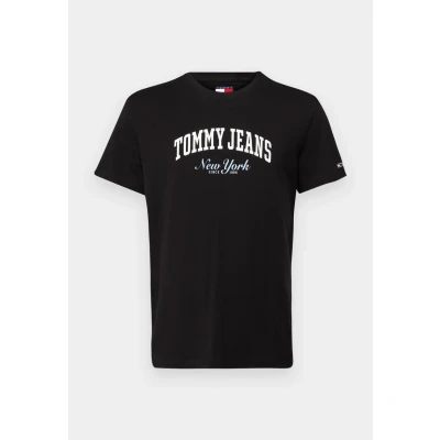 Image of Tommy Jeans Varsity POP TEE Print Tshirt, Men&#039;s, Size: 44, Black