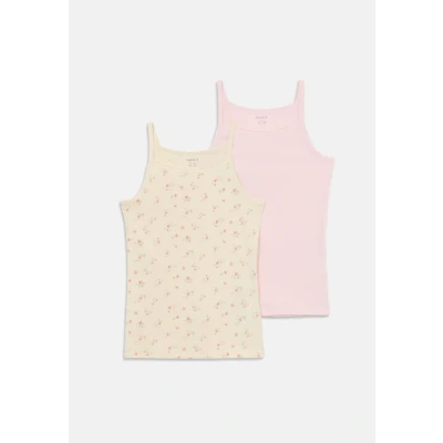 Image of Name it Nkfstrap Flower 2 PACK Undershirt for kids, Size: 9 10y, Turtledove/pale lilac