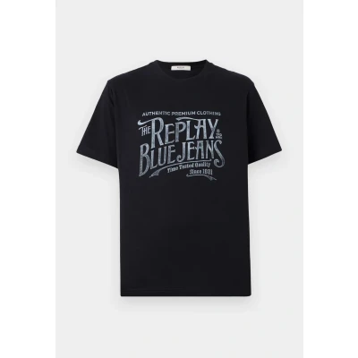 Image of Replay LOGO Print Tshirt, Men&#039;s, Size: XXL, Dark navy