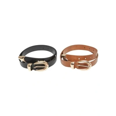 Image of Urban Classics Chunky Buckle LOOP 2PACK Belt, Women&#039;s, Size: S/M, Black gold brown
