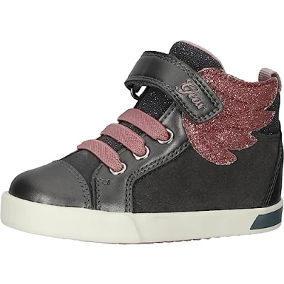Image of Geox B Kilwi Baby shoes for kids, Size: 5K, Dark grey light rose Leather/synthetics