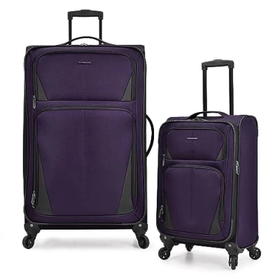 Image of U.S. Traveler Aviron Bay Expandable Softside Luggage With Spinner Wheels, Purple, 2 Piece Luggage, Wheels