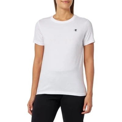 Image of Champion Women&#039;s Legacy Basics W Light Cotton Jersey s Regular Crewneck T Shirt, White, XL