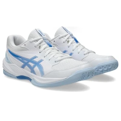 Image of Asics Geltask 4 Handball shoes, Women&#039;s, Size: 4.5, White/blue coast Textile/synthetics