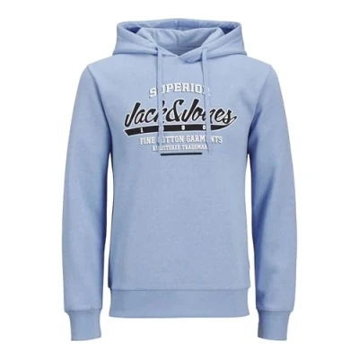 Image of Jack &amp; Jones LOGO Hoodie, Men&#039;s, Size: Medium, Chambray blue