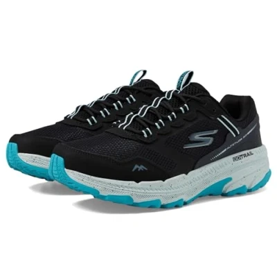 Image of Skechers Women&#039;s GO Run Trail Altitude 2.0 Ravine, Black Leather Aqua Trim, 6 UK