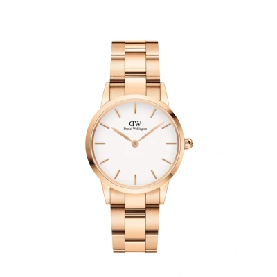 Image of Daniel Wellington Iconic Link Rose Gold Watch 36 mm Stainless Steel for Men and Women, Gold/Ivory White, 36mm, DW00100209