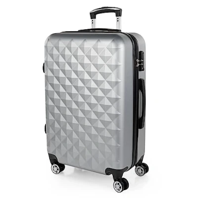 Image of ITACA Lightweight Suitcases Large ABS Hard Shell Suitcase 75cm Travel with TSA approved locks Rigid 4 Wheels and R, Silver