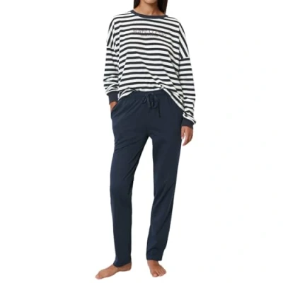 Image of Marc O&#039;Polo MIX Match Pyjamas, Women&#039;s, Size: Small, Dark navy/white