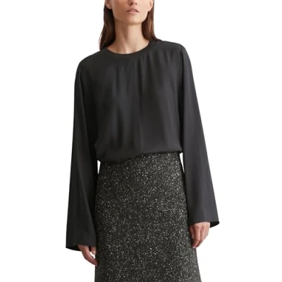 Image of Marc O&#039;Polo EASY Shape AT Round NECK Solid Long sleeved top, Women&#039;s, Size: 16, Dark graphite