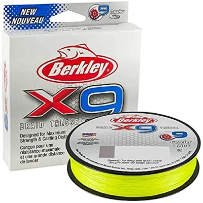 Image of Berkley x9 Braided line Flame Green 2000m 0.06mm (6.4kg) fishing
