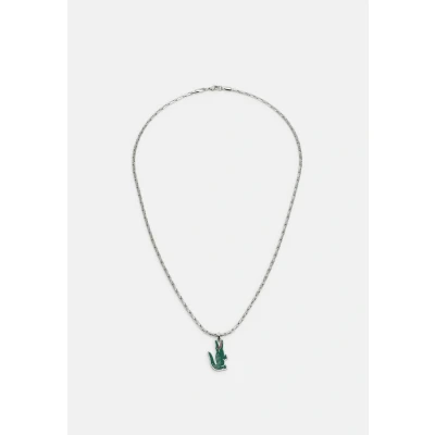 Image of Lacoste Unisex Necklace silvercoloured/green, Size: One Size, Silver coloured/green