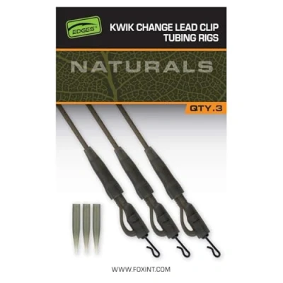 Image of Fox Edges Kwik Change Lead Clip Tubing rig Leaders 45cm (3 pieces) Carp