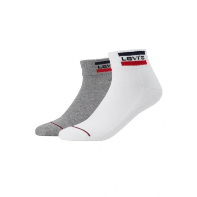 Image of Levi&#039;s MID CUT LOGO 2 PACK Socks, Size: 6 8, White/grey