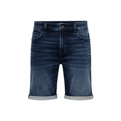 Image of Only &amp; Sons Onsply Mittlere Taille Normal Geschnitten denim shorts, Men&#039;s, Size: XXL, Dark blue