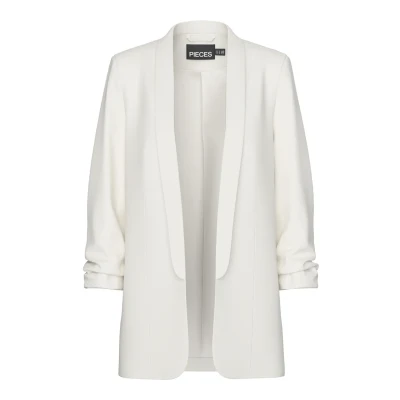 Image of Pieces Pcbosella 3/4 Blazer, Women&#039;s, Size: XS, Cloud dancer