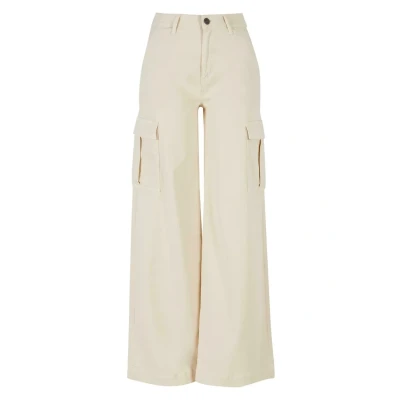 Image of Urban Classics WIDE LEG Twill Cargo trousers, Women&#039;s, Size: 36, Whitesand