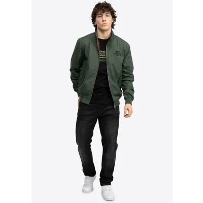 Image of Lonsdale Men&#039;s Slim Fit Classic Blouson Jacket, Olive/Black, 3XL