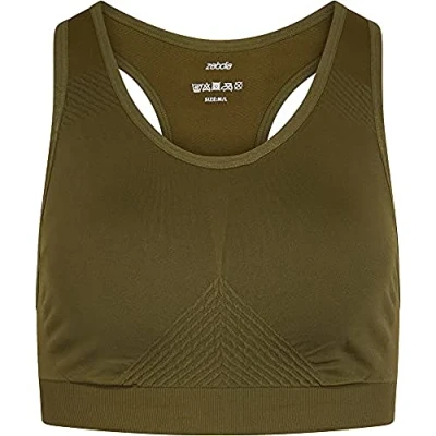 Image of ZEBDIA Women&#039;s Seamless Sports Bra Army, M