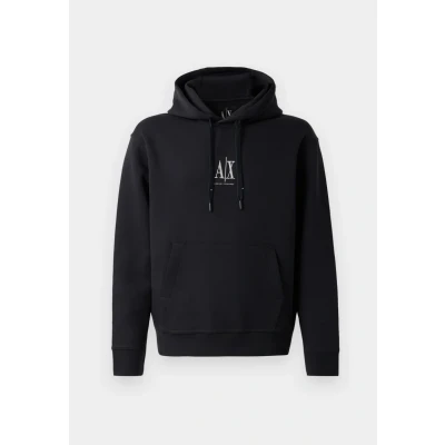 Image of Armani Exchange Men&#039;s Icon Project, Embroidered Logo Hooded Sweatshirt, Deep Navy, L