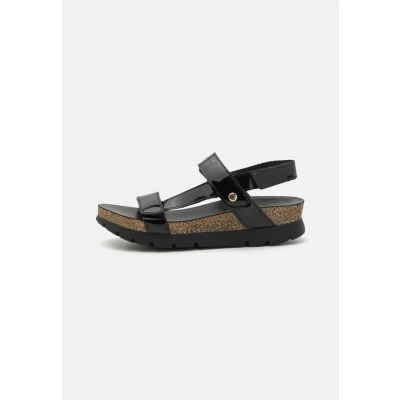 Image of Panama Jack Selma Wedge sandals, Women&#039;s, Size: 4, Black Leather