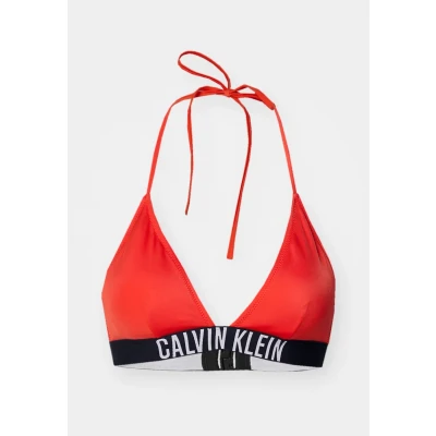 Image of Calvin Klein Swimwear Triangle Bikini top, Women&#039;s, Size: XS, Flaming chili