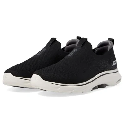 Image of Skechers GO WALK 7 SLIP ON Trainers, Men&#039;s, Size: 11, Black/charcoal Textile