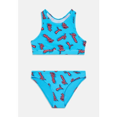 Image of Puma SWIM Girls Printed Bikini SET for kids, Size: 10y, Blue/orange