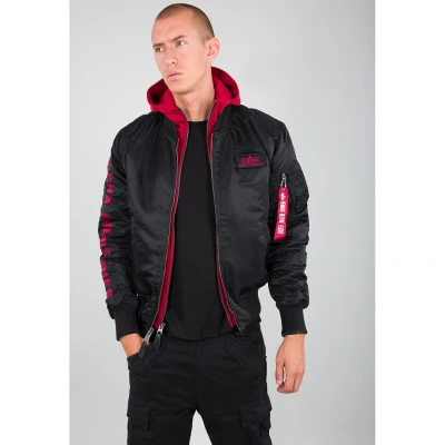 Image of Alpha Industries Light jacket, Men&#039;s, Size: Large, Black/red