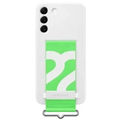 Image of Samsung Silicone Back Cover With Strap White Galaxy S22+