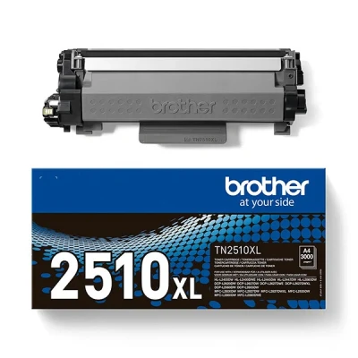 Image of BROTHER TN 2510XL Toner Cartridge, Black, Single Pack, High Yield, Includes 1 x Genuine Supplies