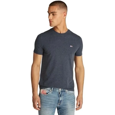Image of Tommy Jeans SLIM Jaspe TEE Basic Tshirt Dark night navy, Men&#039;s, Size: 34, navy